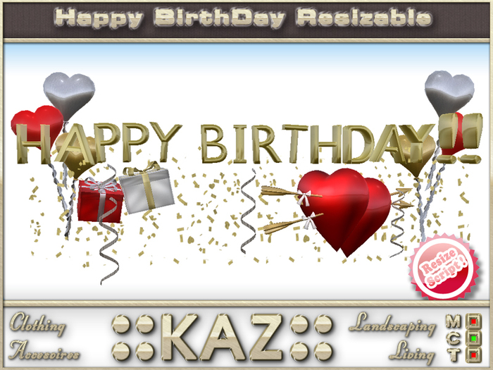 Second Life Marketplace - ::KAZ:: HAPPY BIRTHDAY HEARTS sculpted